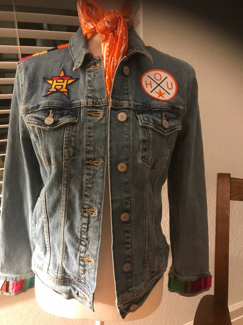 Denim Jacket with Houston Astros Patches - Women Show your Astros ♥️
